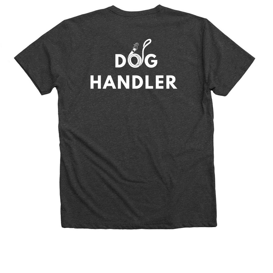 Dog Handler Shirt, a Dark Grey Heather Premium V-Neck Tee (back-view)