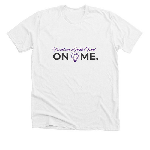 Freedom Looks Good On Me Apparel, a Solid White Blend Premium Unisex Tee