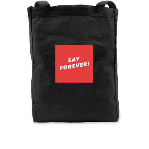 SayForever! SHOPPER, a Black Recycled Cotton Tote Bag