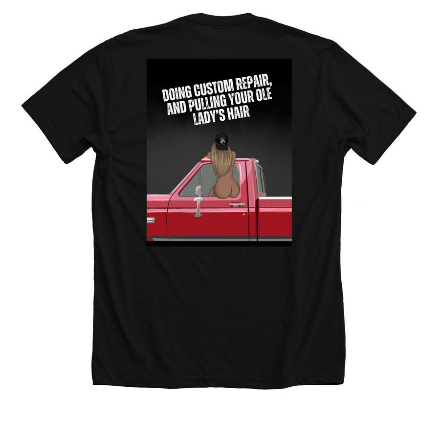 "Custom Repair" Design, a Solid Black Blend Premium Unisex Tee (back-view)