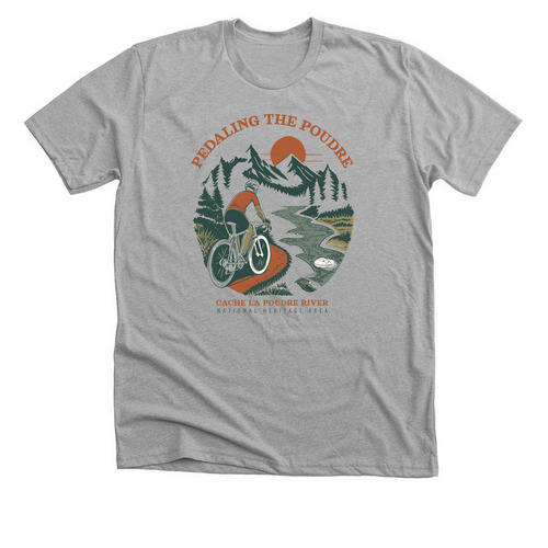 Pedaling the Poudre, a Athletic Heather Premium Unisex Tee