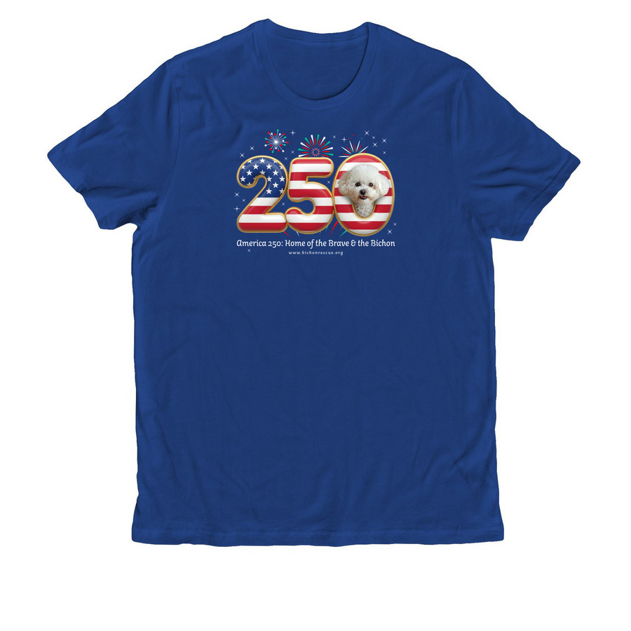 America 250: Home of the Brave & the Bichon, a Andromeda Blue Allmade Organic Cotton Unisex Tee
