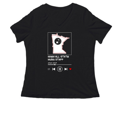 All-State MUSIC STAFF 2026-27, a Black Women's Relaxed V-Neck Tee