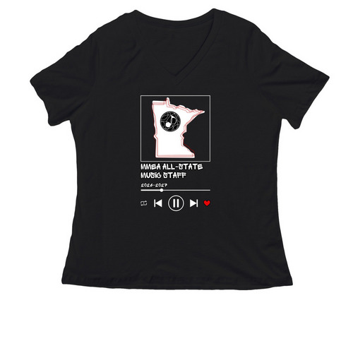 All-State MUSIC STAFF 2026-27, a Black Women's Relaxed V-Neck Tee