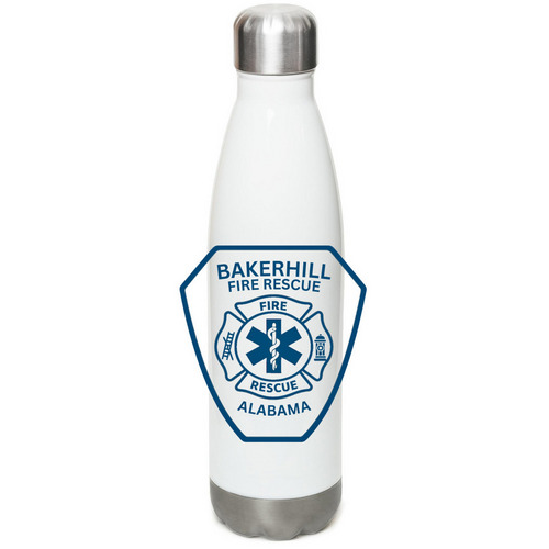 BHFR - Water Bottle Blue, a White Stainless Steel Water Bottle