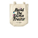 Build the Damn Trains Tote, a Natural Over-the-Shoulder Shopping Tote Bag