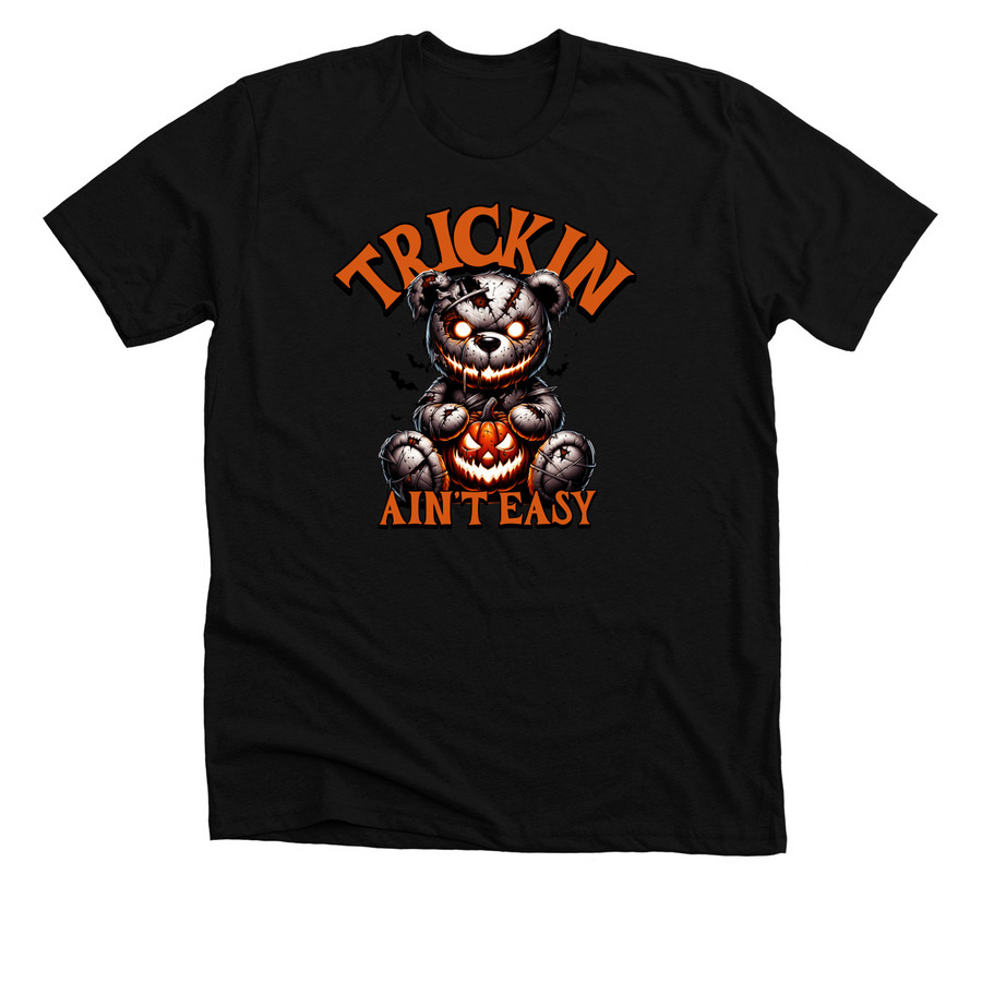 trickin/orange letters, a Solid Black Blend Premium Unisex Tee
