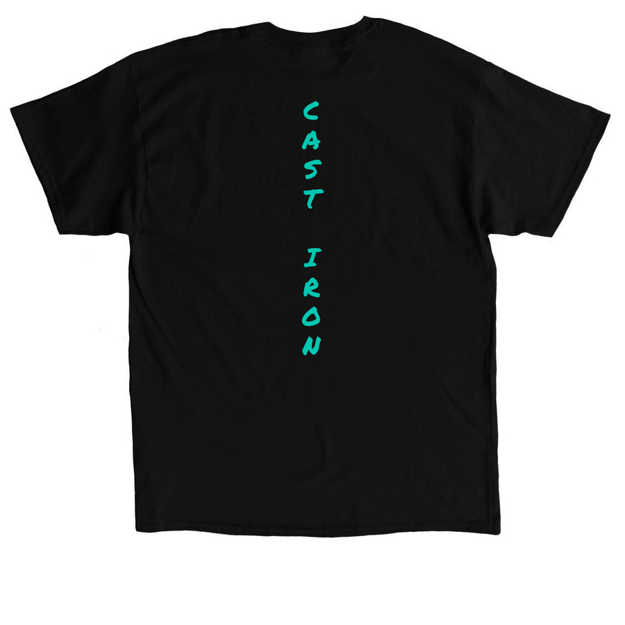 Turquoise Cast Iron, a Black Classic Unisex Tee (back-view)