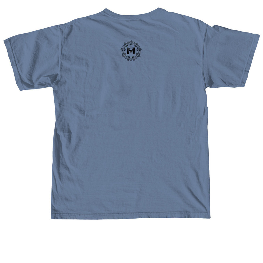 peaceful warrior, a Blue Jean Comfort Colors Unisex Tee (back-view)