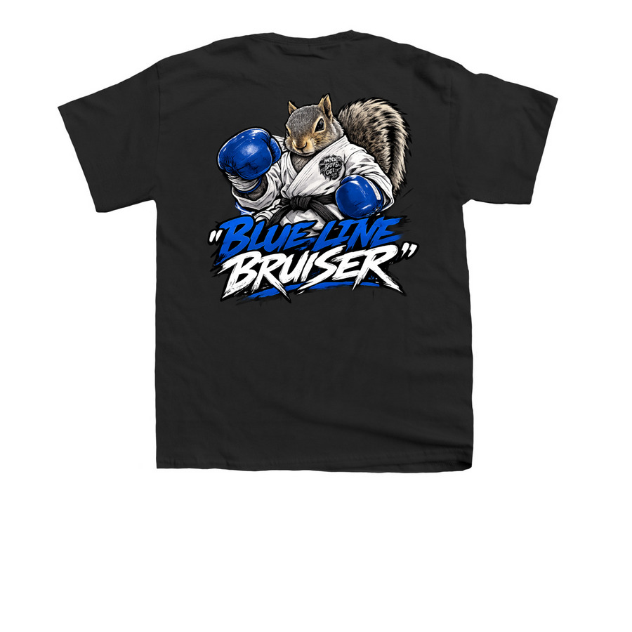 Blue Line Bruiser, a Black Youth Unisex Tee (back-view)