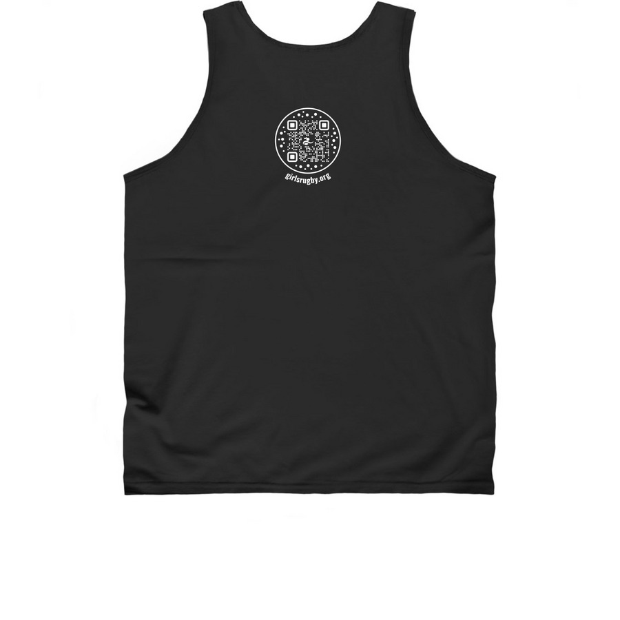 Girls Rugby Tank Tops, a Black Classic Unisex Tank Top (back-view)