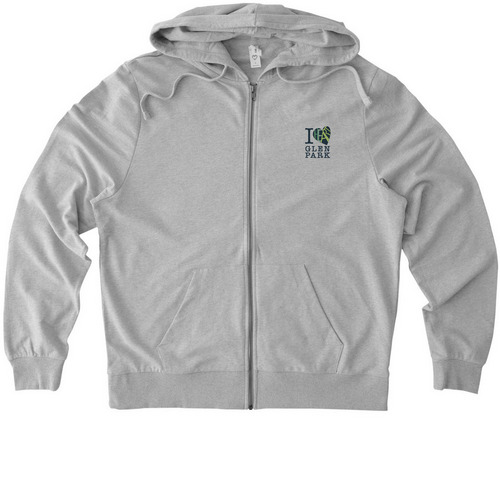 I HEART Glen Park Zip Front Hoodie, a Granite Grey Heather Allmade Organic French Terry Zip Up Hoodie