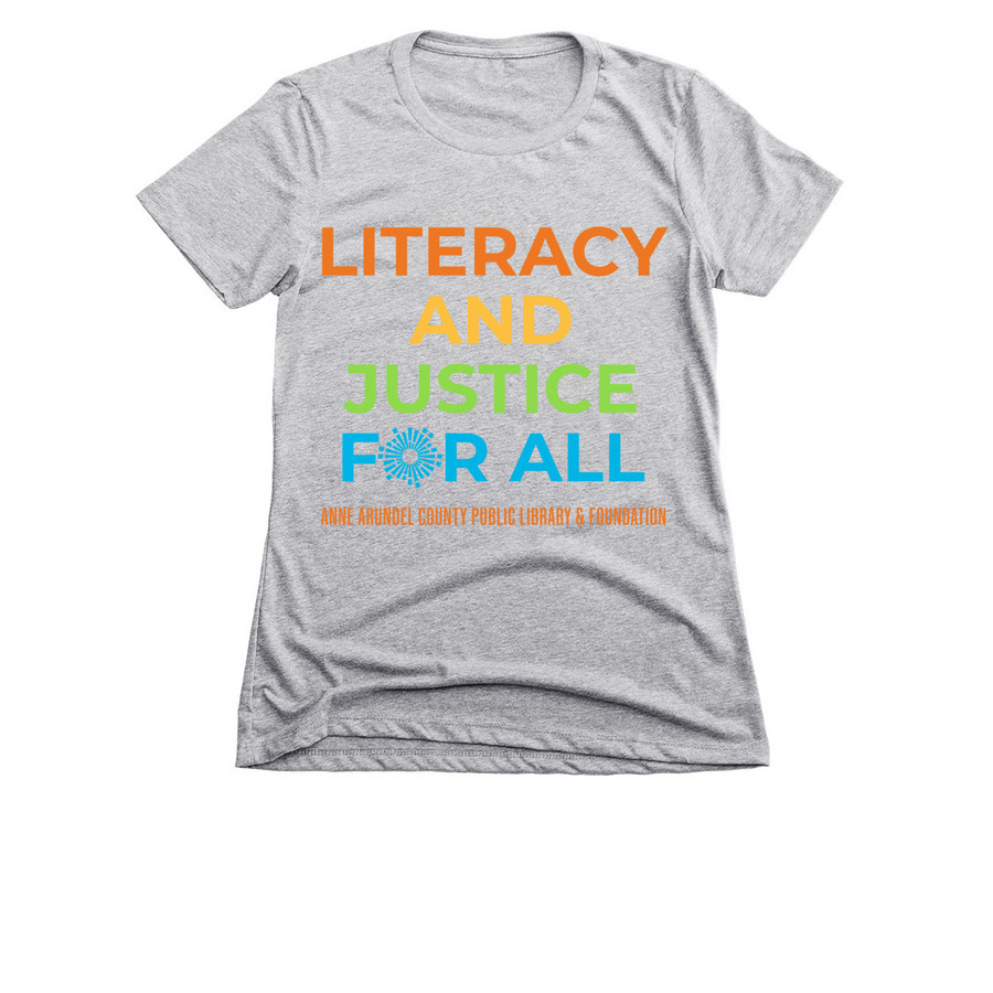 Literacy And Justice For All Apparel, a Dark Heather Grey Women's Slim Fit Tee