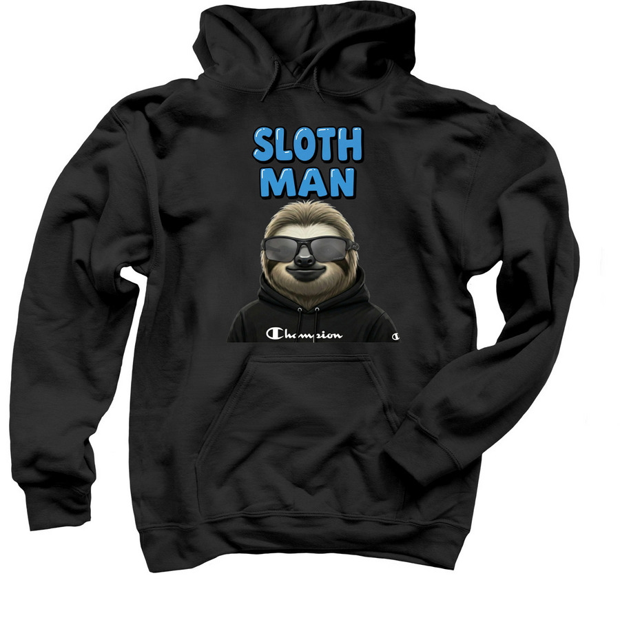 Sloth Man, a Black Pullover Hoodie