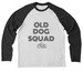 Old Dog Squad, a Space Black/ Bright White Allmade Eco Triblend Colorblock Raglan Long Sleeve Tee