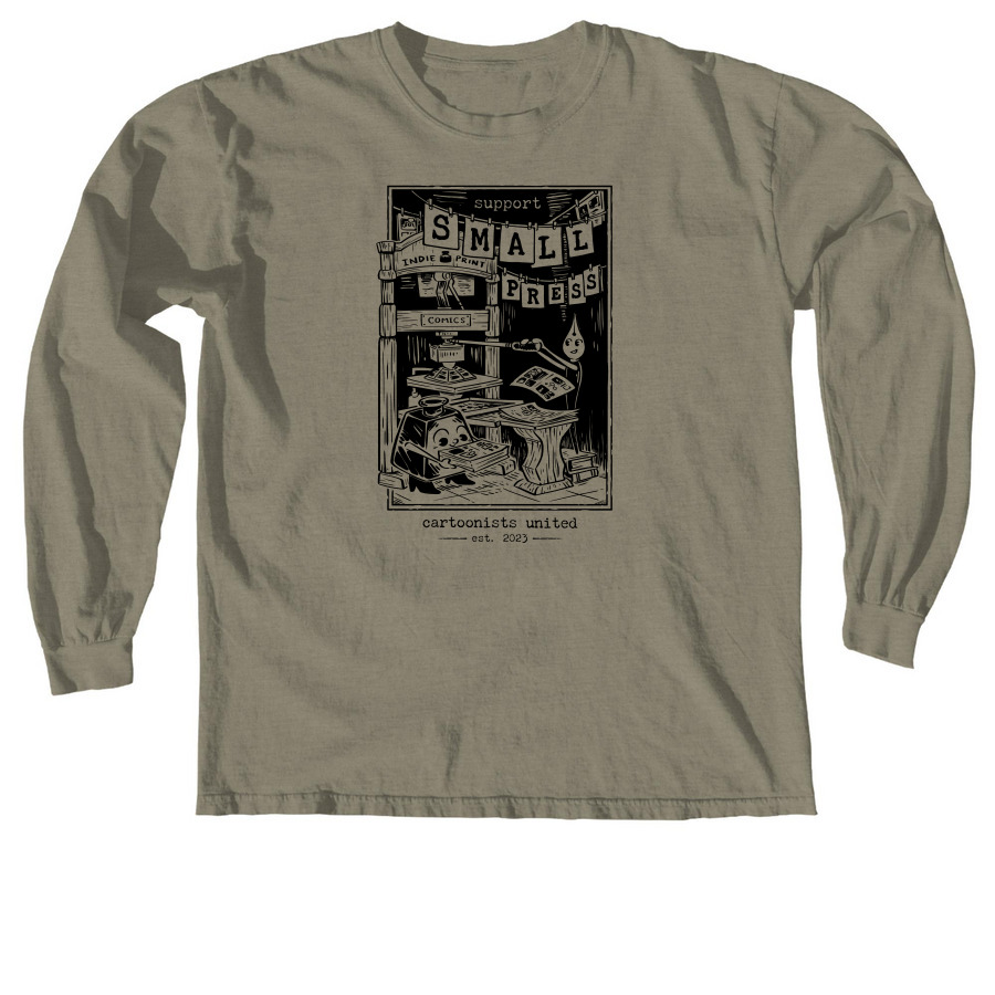 Support Small Press, a Sandstone Comfort Colors Long Sleeve Tee