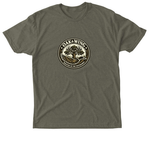 Oak & Wing Crest T-Shirt, a Military Green Triblend Tee