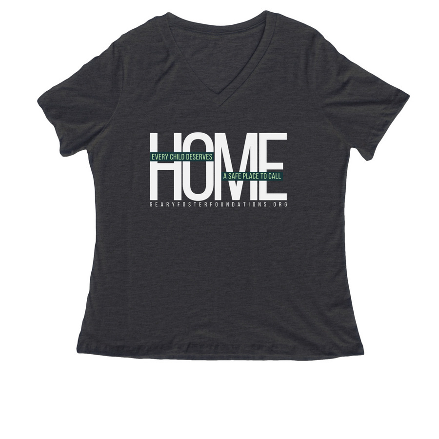 A Safe Place to Call Home, a Dark Grey Heather Women's Relaxed V-Neck Tee