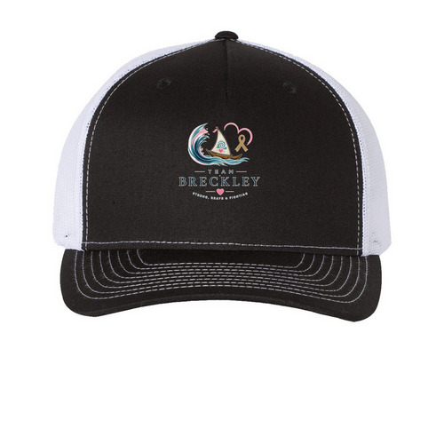 Hats, a Black/ White Printed Five-Panel Trucker Cap