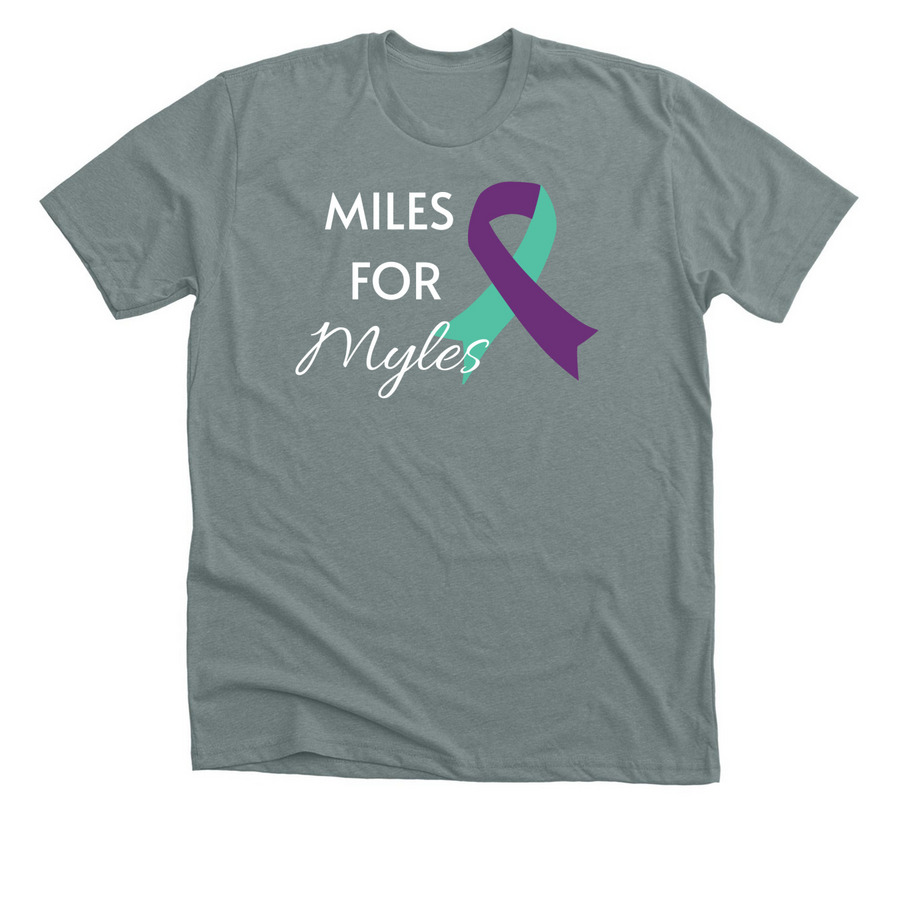 Miles for Myles, a Heather Blue Storm Premium Unisex Tee