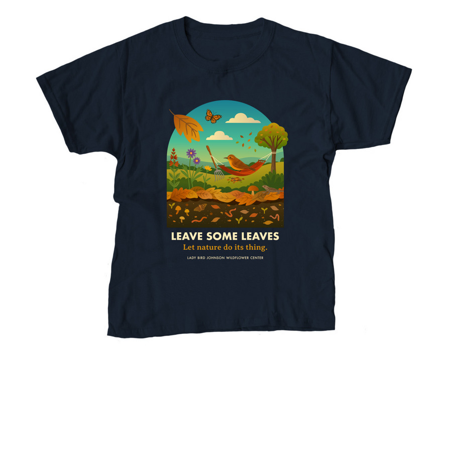 Leave Some Leaves T-Shirt, a Navy Youth Unisex Tee