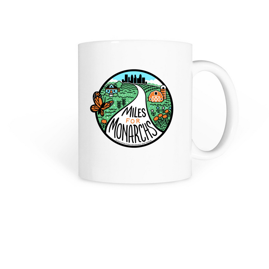 Miles for Monarchs Mug, a White Coffee Mug