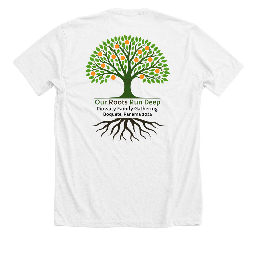 Piowaty Family Gathering 2026, a Solid White Blend Premium Unisex Tee (back-view)