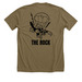 Daily Brown Tee, a Heather Olive Premium Unisex Tee (back-view)