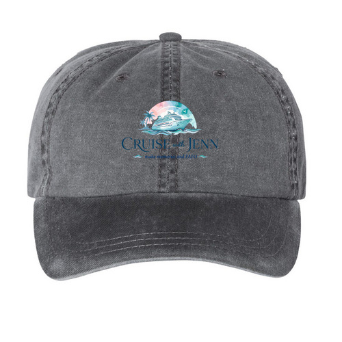 Cruise with Jenn&nbsp;, a Black Printed Pigment Dye Baseball Cap