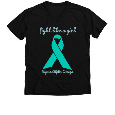 Alpha Delta Ovarian Cancer Awareness Tshirts&nbsp;, a Solid Black Blend Premium V-Neck Tee