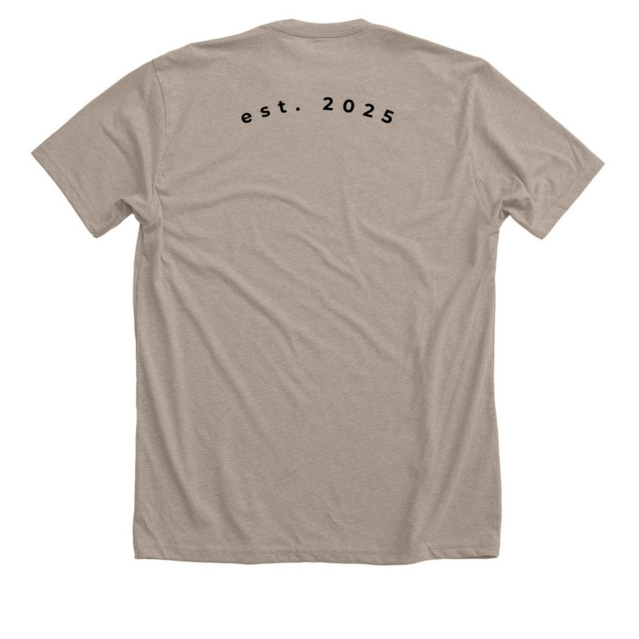 the homeLAB-&nbsp; OG merch, a Heather Stone Premium Unisex Tee (back-view)
