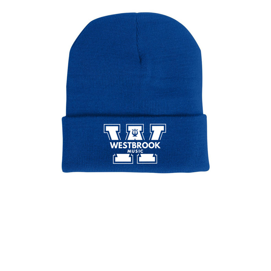 Westbrook Music Beanies, a Royal Blue Printed Cuffed Beanie