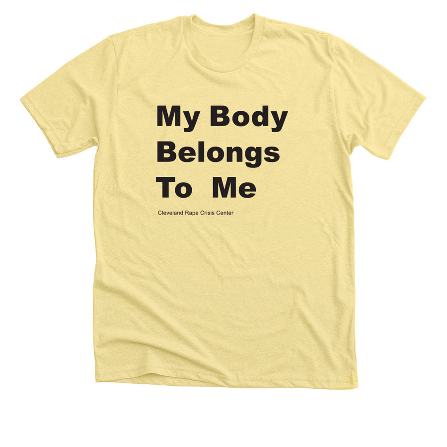 My Body Belongs to Me: 1970's Throwback, a Heather Yellow Gold Premium Unisex Tee