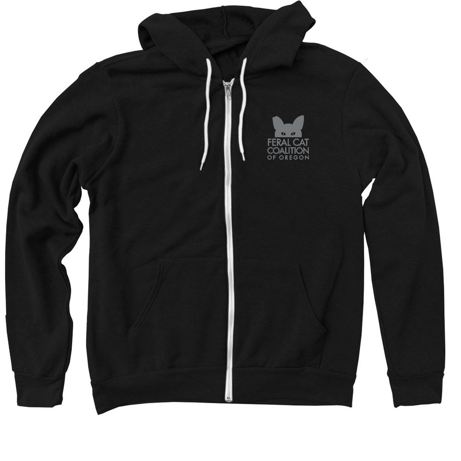 Spayed in Oregon zipper hoodie, a Black Zip Up Hoodie