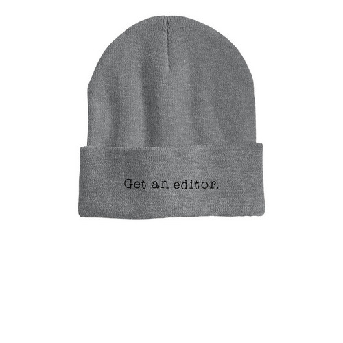 A Simple Request - Beanie Edition, a Dark Heather Grey Printed Cuffed Beanie