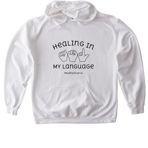 Healing in My Language, a White Gildan Softstyle Pullover Hoodie