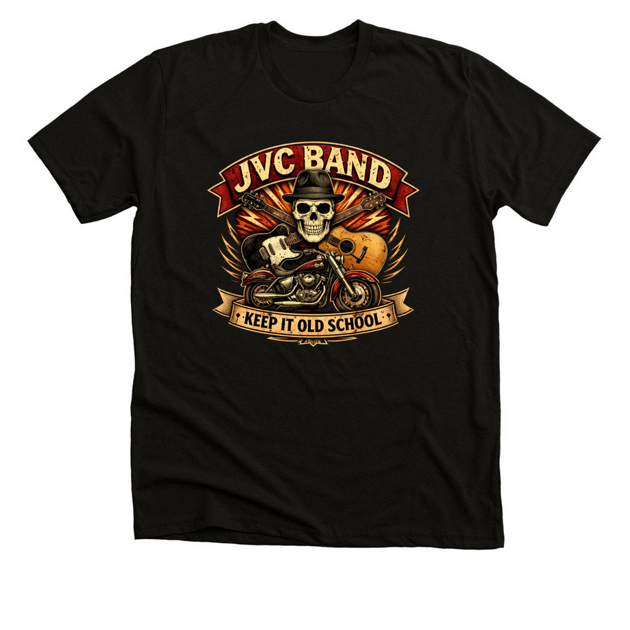 JVC Band, a Black Heather Premium Unisex Tee