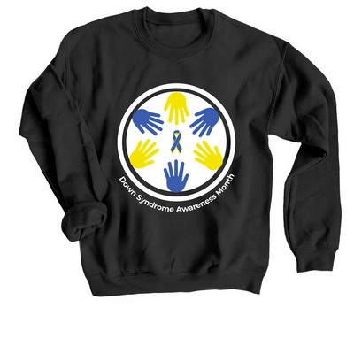 Down Syndrome Awareness Month, a Black Crewneck Sweatshirt
