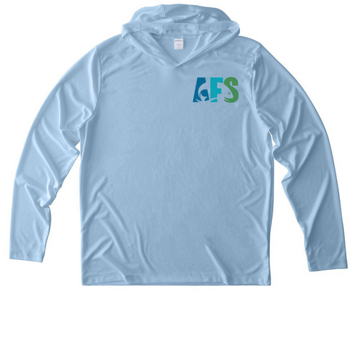 Front Logo Only UV Hoodie, a Light Blue UV Performance Long Sleeve Hoodie