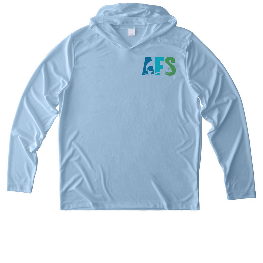 Front Logo Only UV Hoodie, a Light Blue UV Performance Long Sleeve Hoodie