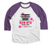 Large outlined logo front, a Purple Rush and Heather White 3/4 Sleeve Baseball Tee