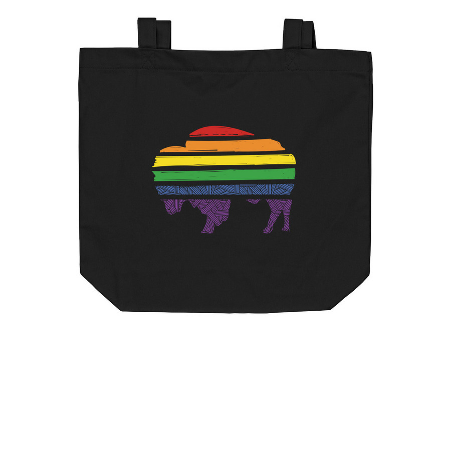 Rainbow Bison | Tote Bag, a Black Organic Cotton Tote Bag