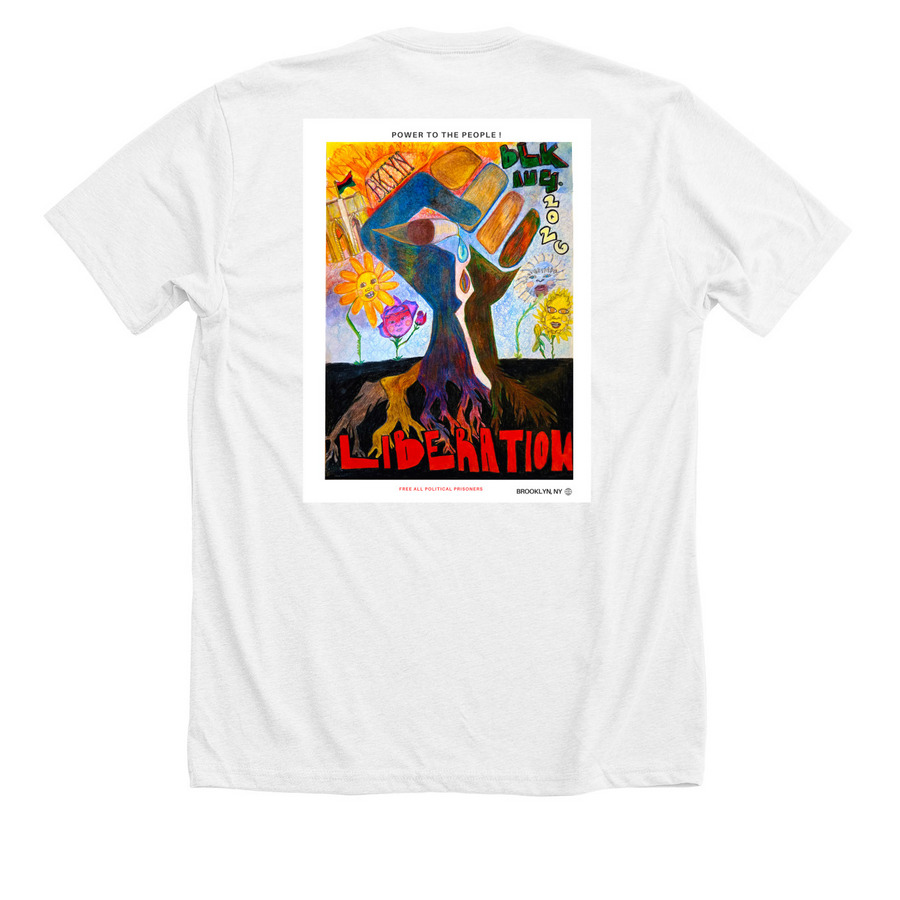 Black August Brooklyn, a Solid White Blend Premium Unisex Tee (back-view)