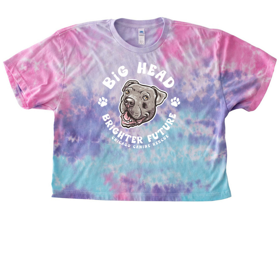 Big Head, Brighter Future!, a Cotton Candy Women's Tie Dye Cropped Tee