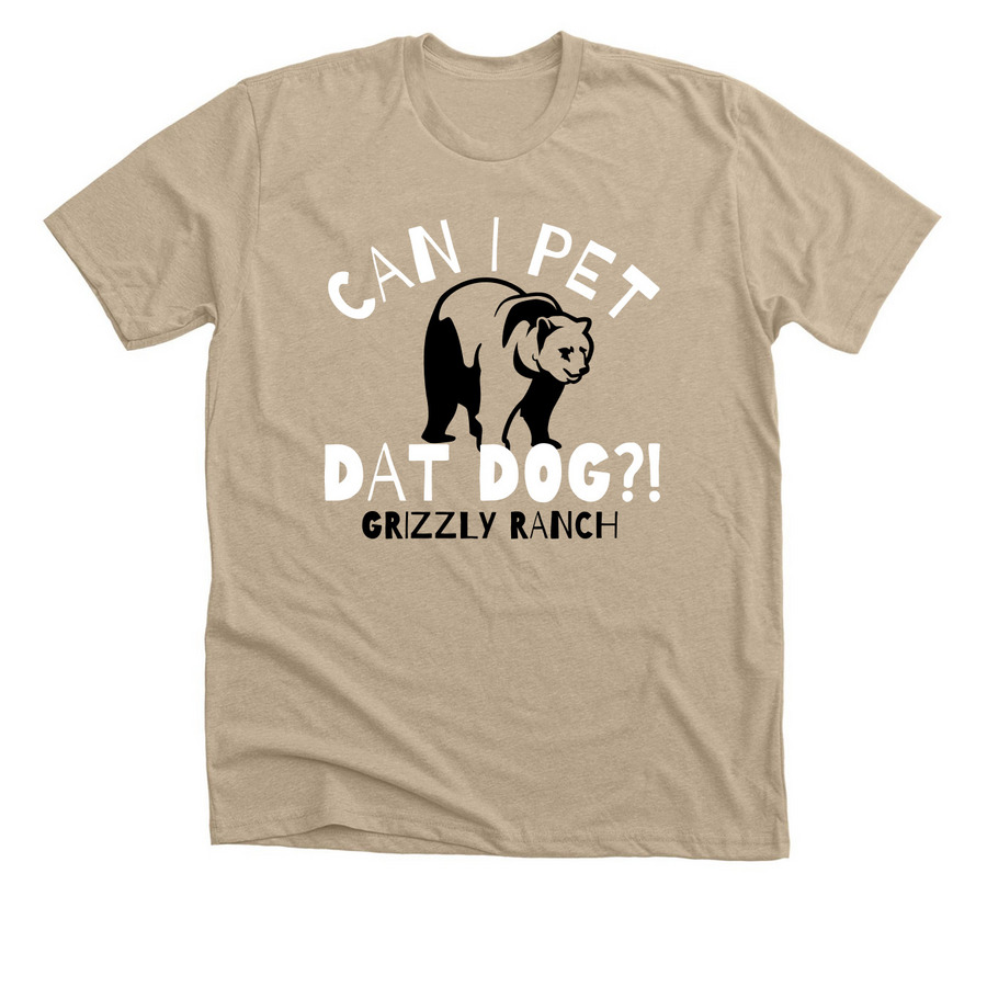 CAN I PET DAT DOG?!, a Heather Tan Premium Unisex Tee