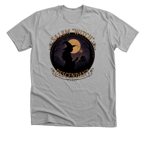 Salem "Witch" Descendant, a Athletic Heather Premium Unisex Tee