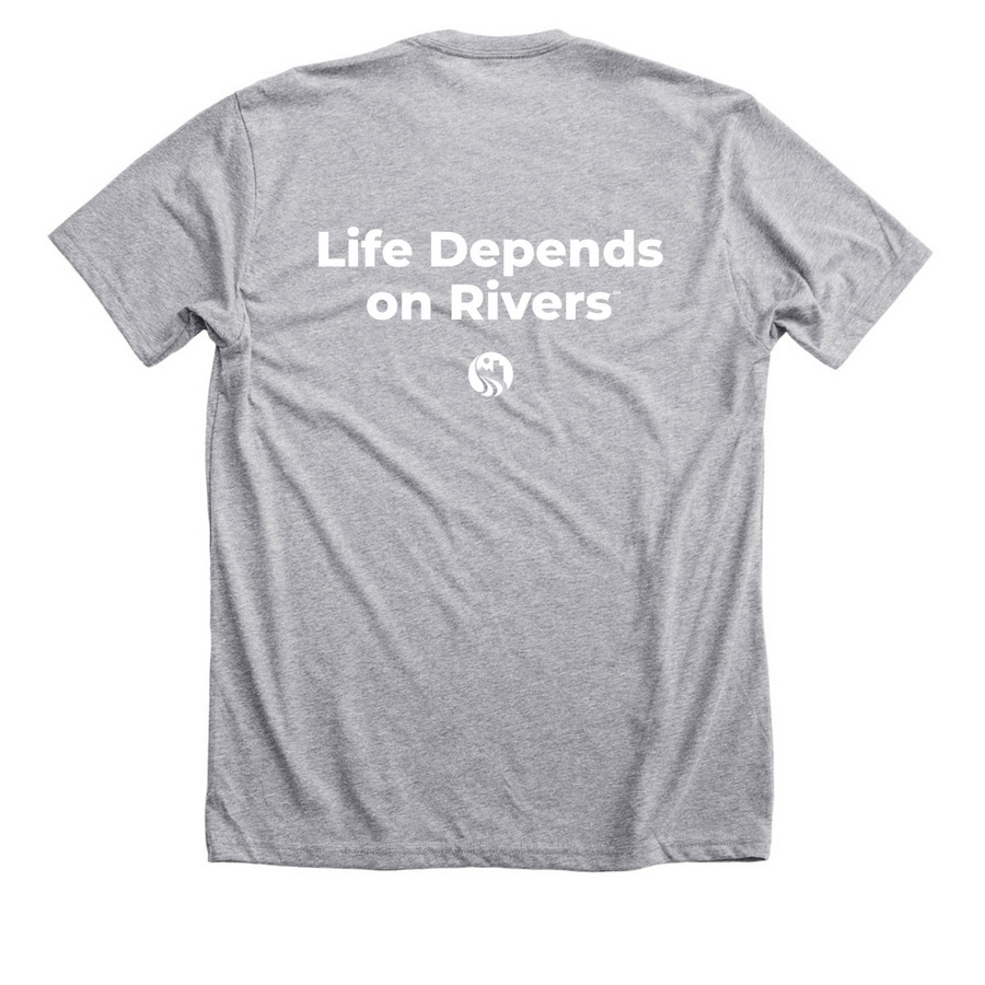 Basic Life Depends on Rivers Tee, a Athletic Heather Premium Unisex Tee (back-view)