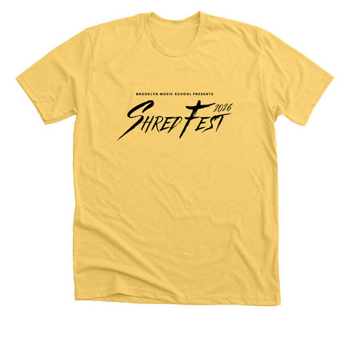ShredFest 2026 - Yellow / Black, a Heather Yellow Gold Premium Unisex Tee