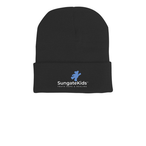 Beanie, a Black Printed Cuffed Beanie
