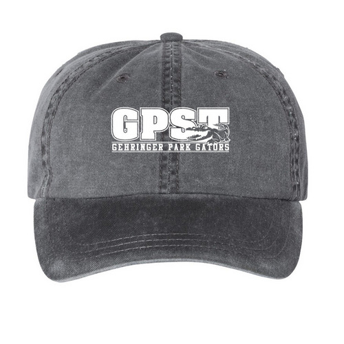 GPST logo hat, a Black Printed Pigment Dye Baseball Cap